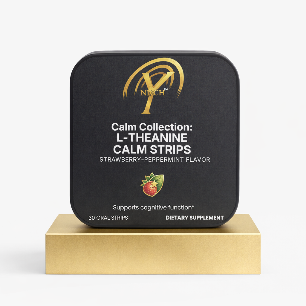 NDCH L-Theanine Calm Strips tin 30 oral strips strawberry-peppermint flavor