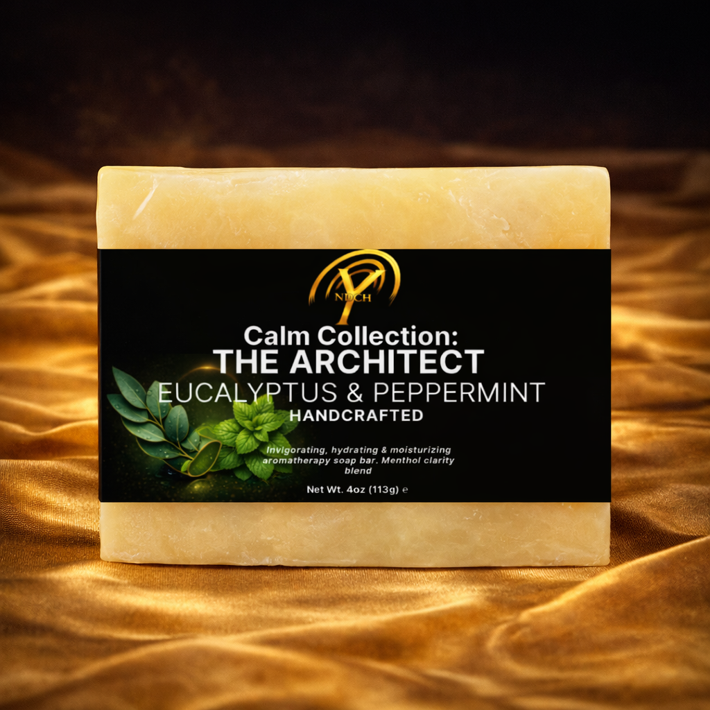 NDCH™ Calm Collection The Architect Bar eucalyptus and peppermint handcrafted soap in gilded packaging