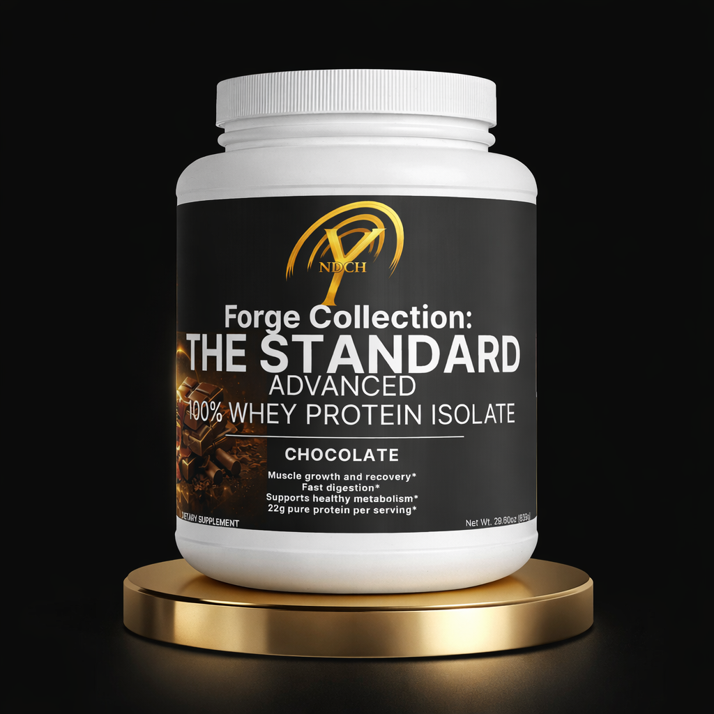 NDCH The Standard 100% Whey Protein Isolate chocolate flavor 22g protein per serving